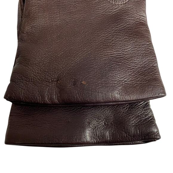 Vtg Guanto Sim Simeone Leather Driving Gloves Womens 8 Brown Wool Lined Italy - Picture 8 of 13